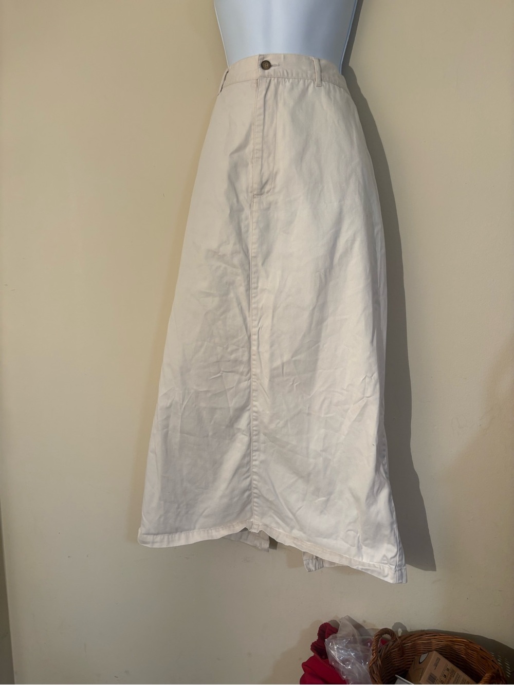 Vintage Paul Harris Classic Maxi SkirtCream A-Line.100% Soft Natural Cotton!
